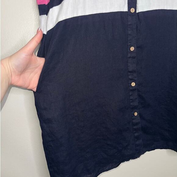 Court & Rowe Of Land and Sea Color Block Button Up Shirt Dress Pink/Blue Medium - Picture 5 of 7